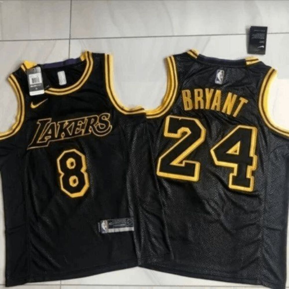 💋💋💋Youth Lakers #24 Kobe Bryant Black Mamba Jersey